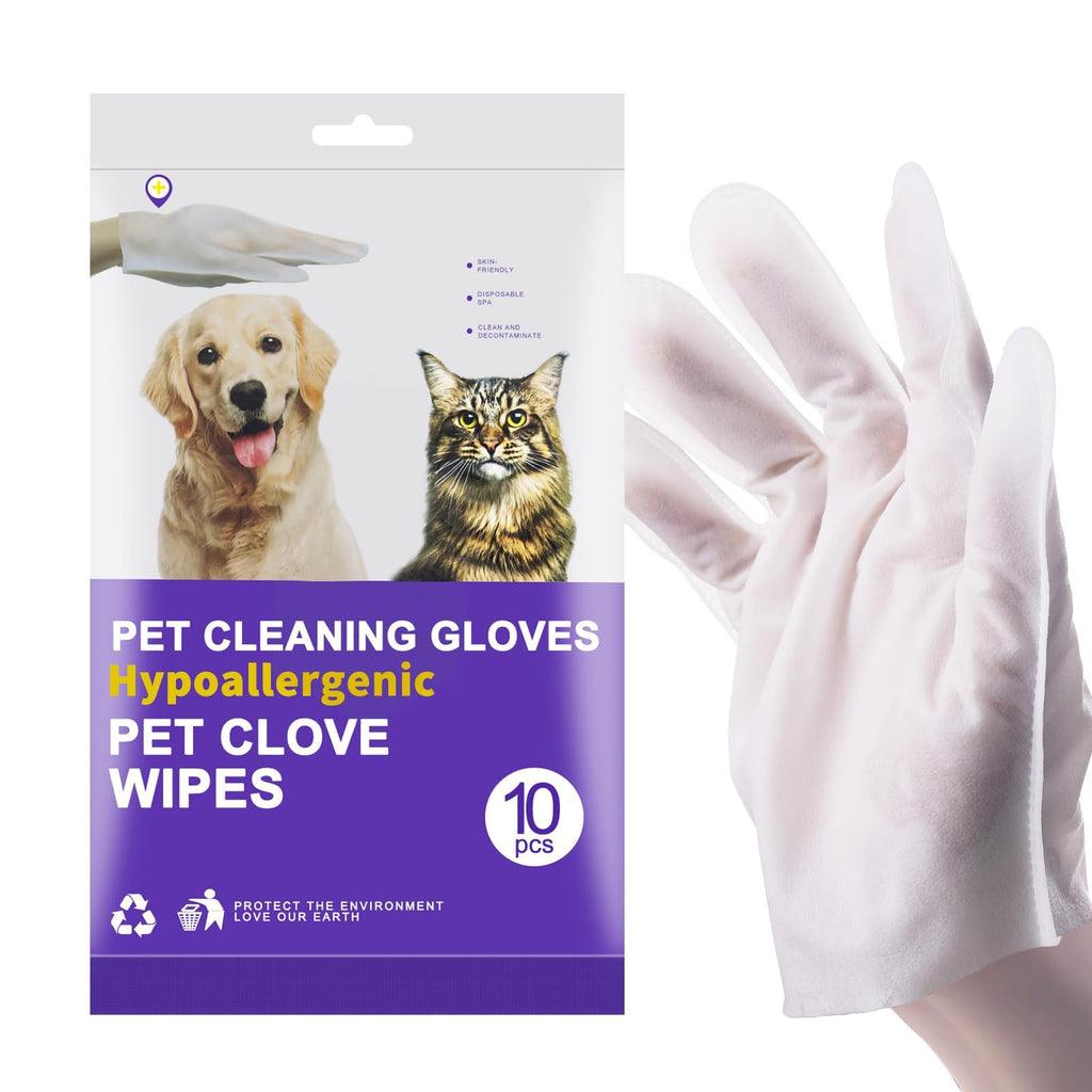 LOPACCA Dog Bath Supplies No Rinse Pet Wipes Cleaning & Deodorizing Grooming Gloves Pet Bathing Gloves Wipes for Daily Care and Traveling Hypoallergenic- 10PCS