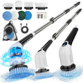YKYI Electric Spin ScrubberCordless Cleaning BrushShower Cleaning Brush with 8 Replaceable Brush Heads Power Scrubber 3 Adjustable SpeedsAdjustable & Detachable Long HandleVoice Broadcast
